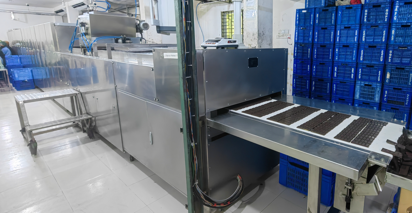 Chocolate factory production line with XC Machinery depositor equipment